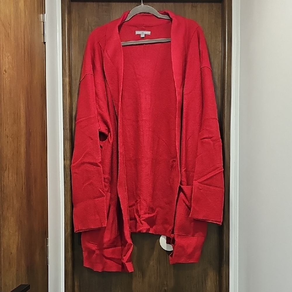 Jessica London Vibrant Red Cardigan wool/ rayon blend womens size 26/28